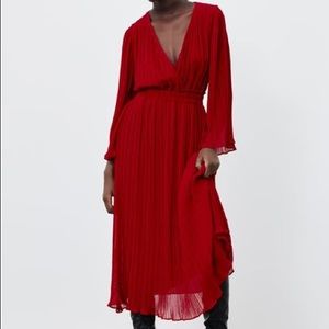 Zara pleated red dress